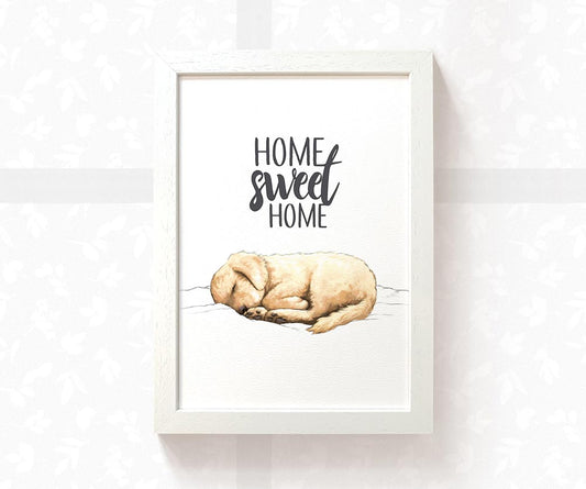 Golden Retriever Sleeping Print "Home Sweet Home"