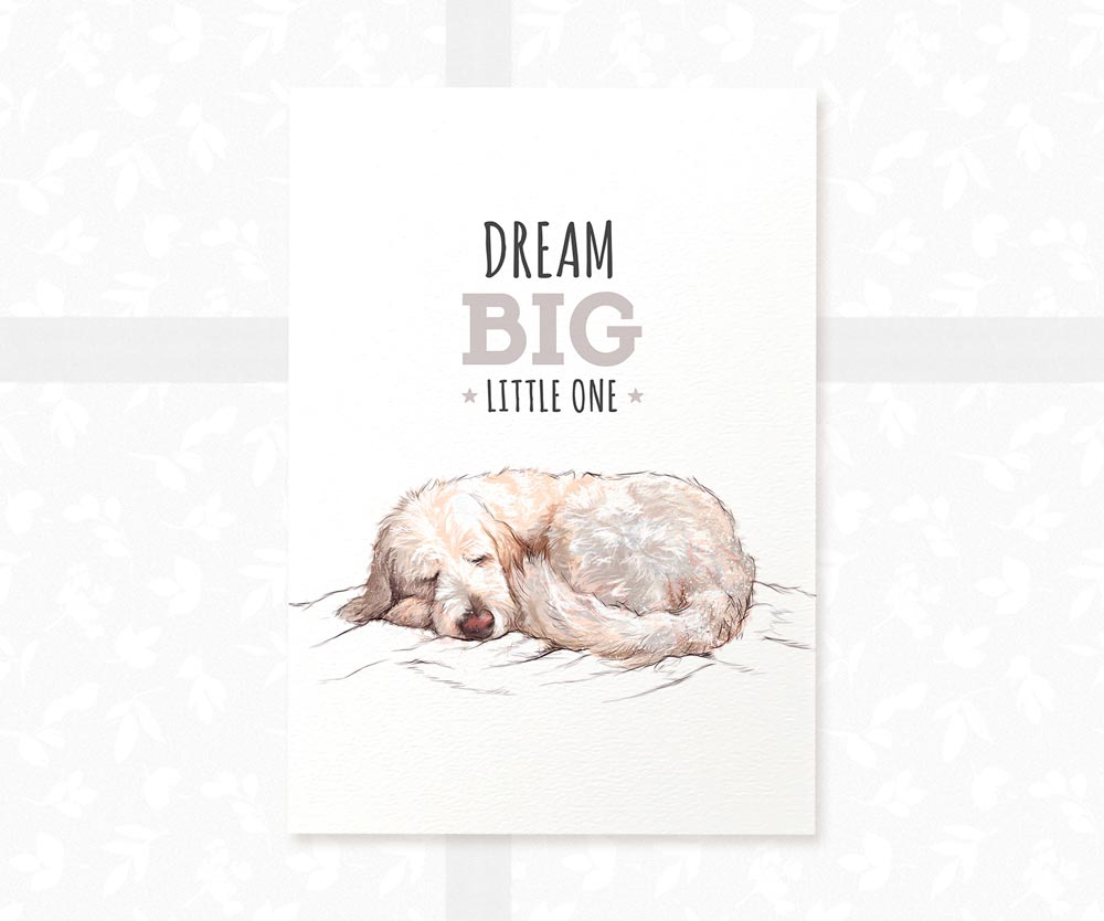 Goldendoodle Dog Nursery Print "Dream Big Little One"