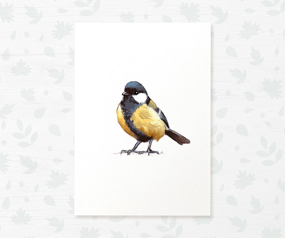 Bird Nursery Prints New Baby Shower Gift Boy Girl Great Tit Wall Art Set Playroom Decor