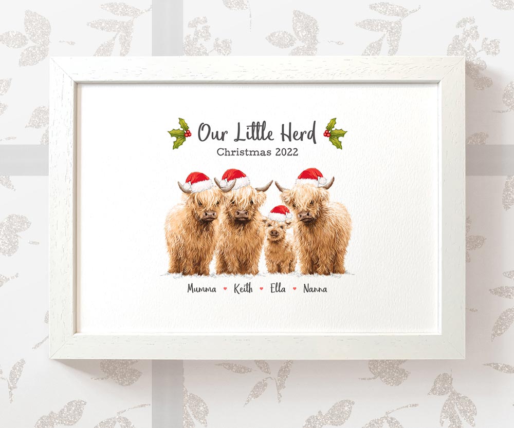 Family Portrait Christmas Personalised Highland Cow Decoration Names Parents Mum Dad Gift Ideas Mother-In-Law
