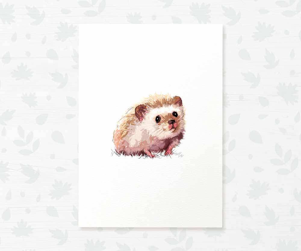 Hedgehog Woodland Animal Nursery Print