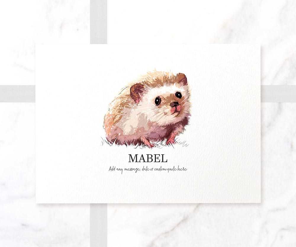 Hedgehog Decor Poster New Pet Portrait Memorial Loss Christmas Birthday Gift Name Custom Wall Art Print