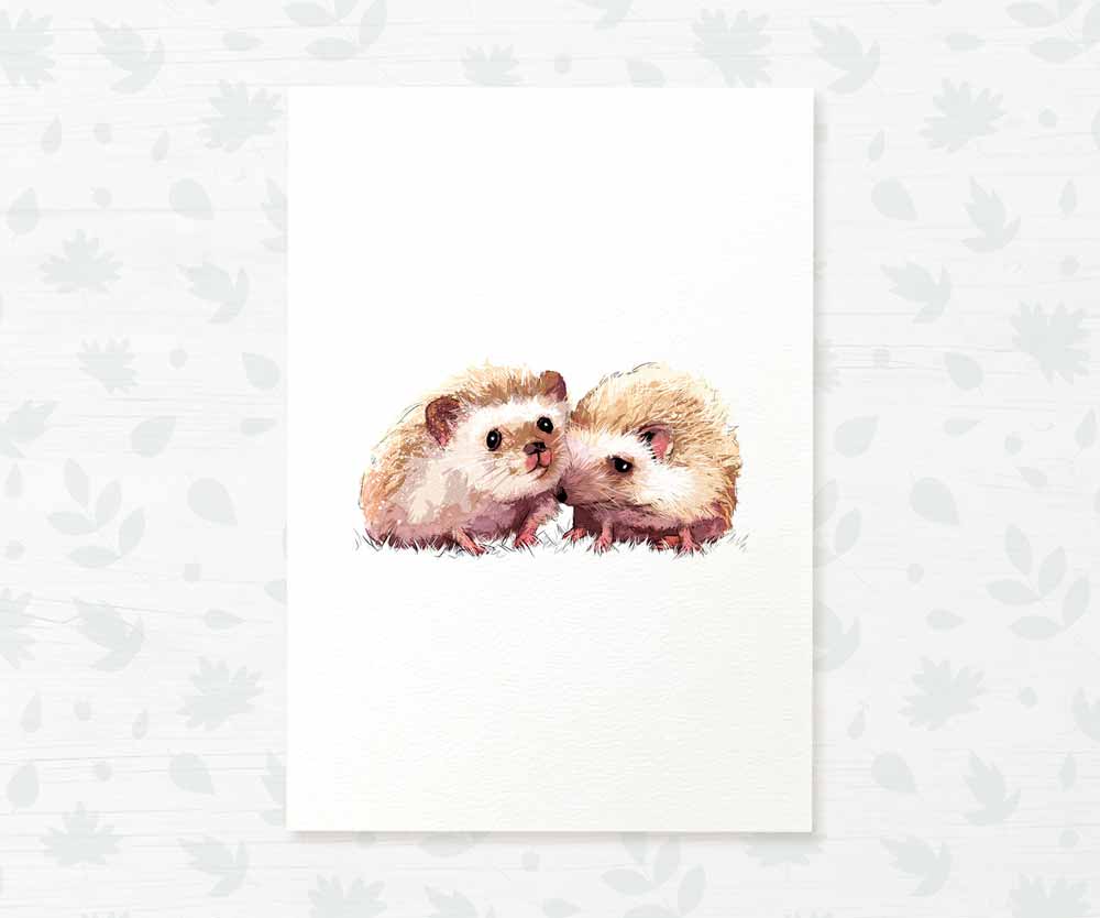 Woodland Nursery Prints Twin New Baby Shower Gift Ideas Hedgehog Animal Wall Art Set Playroom Decor