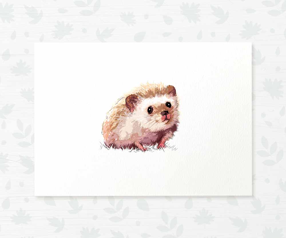 Hedgehog Woodland Animal Nursery Print