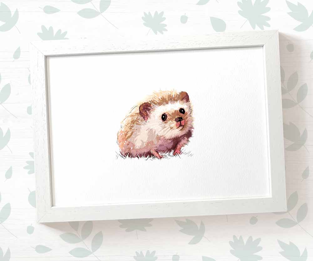 Hedgehog Woodland Animal Nursery Print