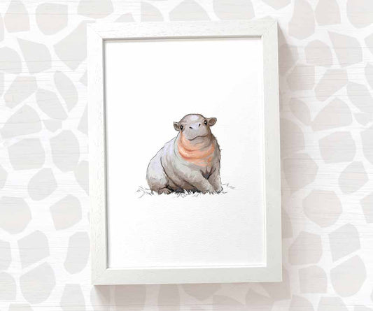 New Baby Gift Safari Nursery Decor Childrens Animal Wall Art Hippo Print Playroom Newborn First Birthday