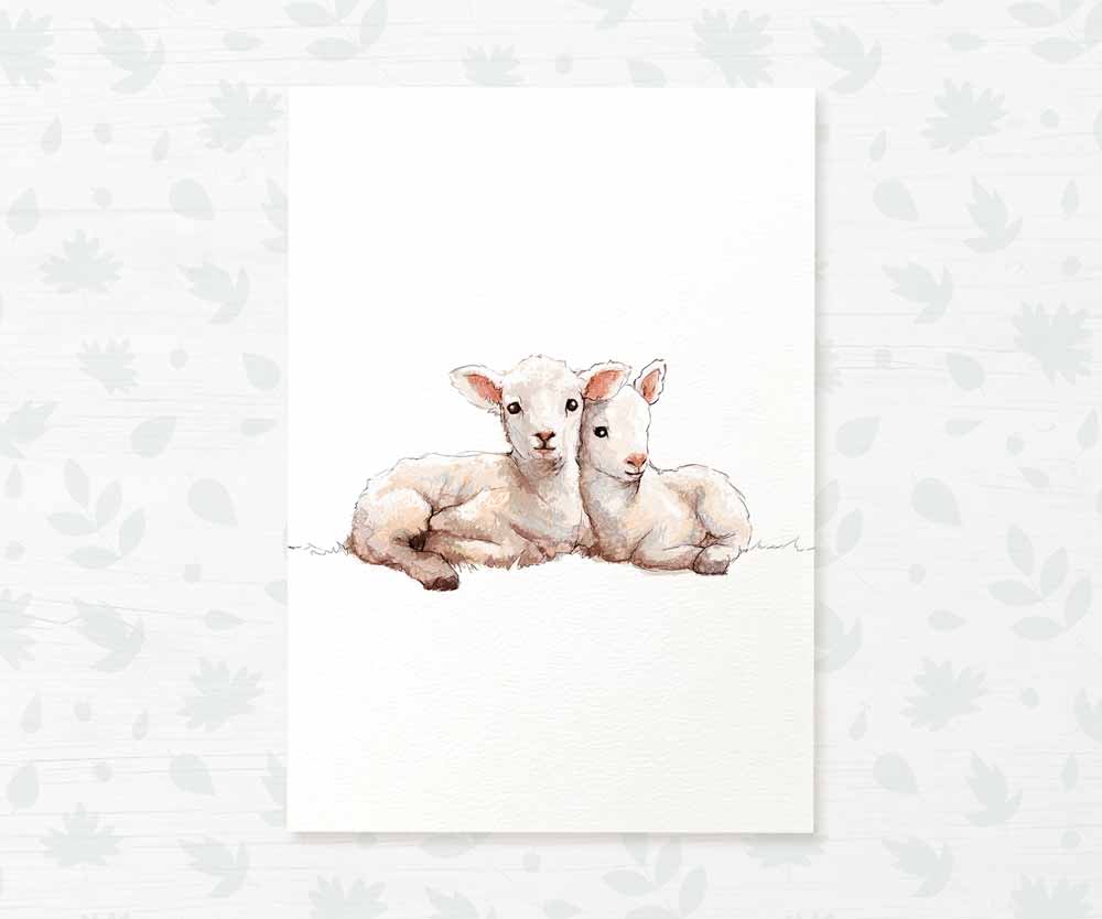 Lambs Farm Animal Nursery Print for Twins