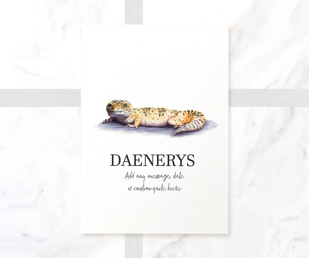 Leopard Gecko Decor Poster New Pet Portrait Memorial Loss Christmas Gift Name Custom Wall Art Print
