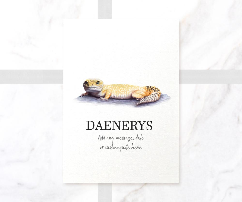 Leopard Gecko Decor Poster New Pet Portrait Memorial Loss Christmas Gift Name Custom Wall Art Print