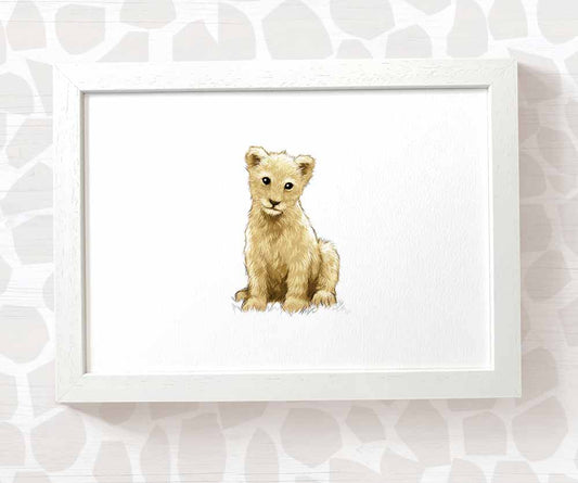 New Baby Gift Safari Nursery Decor Childrens Animal Wall Art Lion Print Playroom Newborn First Birthday