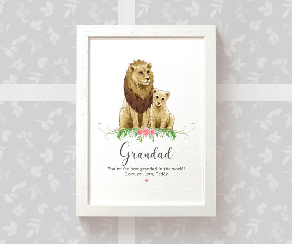 Thank You Personalised Name Gift Animal Prints Lion Wall Art Custom Fathers Day Dad Grandad Present