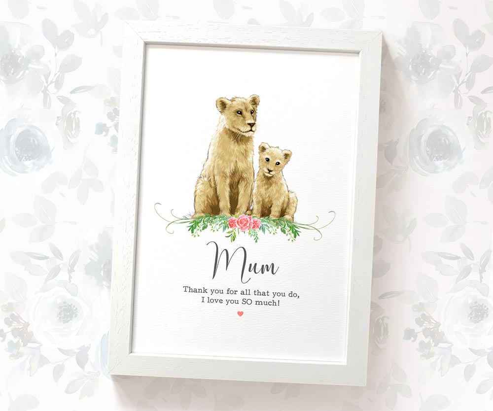 Thank You Personalised Name Gift Animal Prints Lion Wall Art Custom Mothers Day Daughter Teacher Present