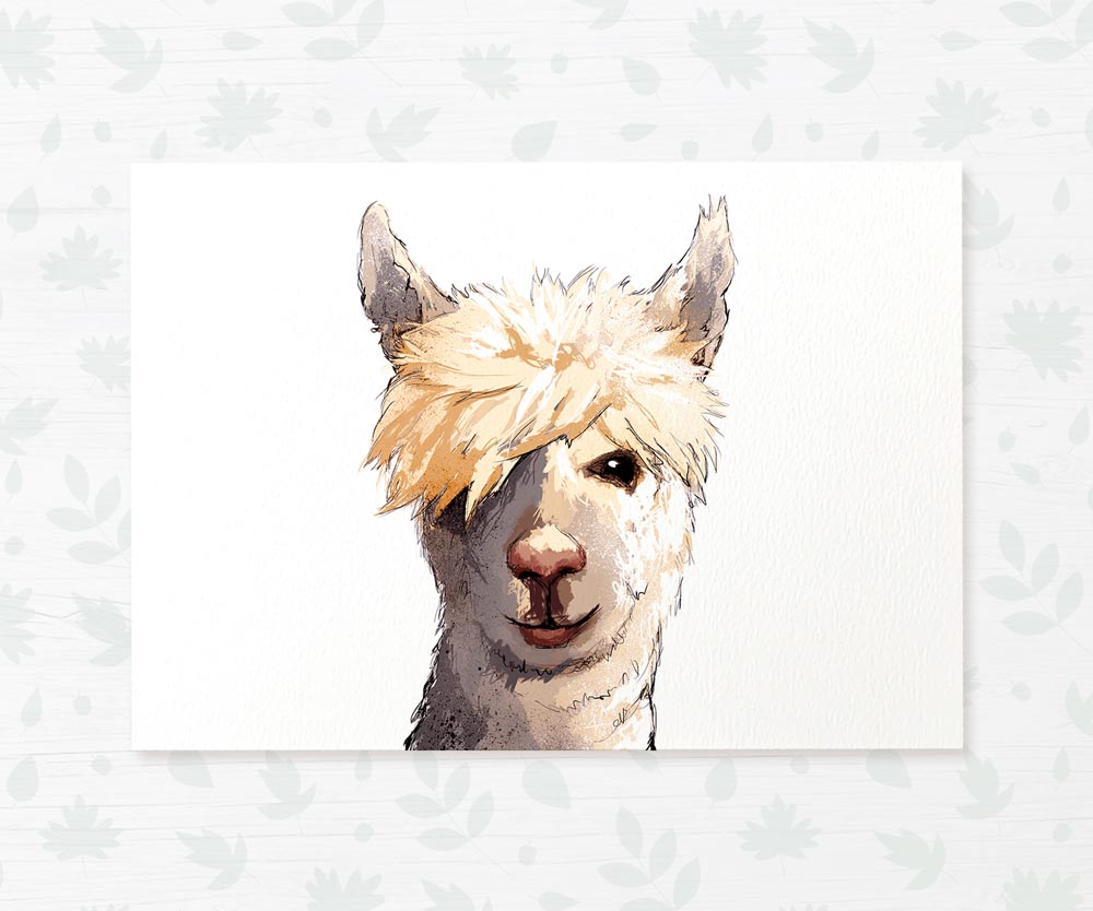 Llama Face Print