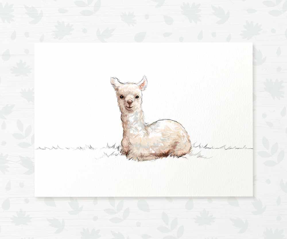 Llama Farm Animal Nursery Print