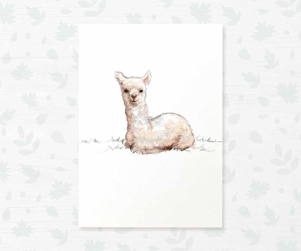 Llama Farm Animal Nursery Print