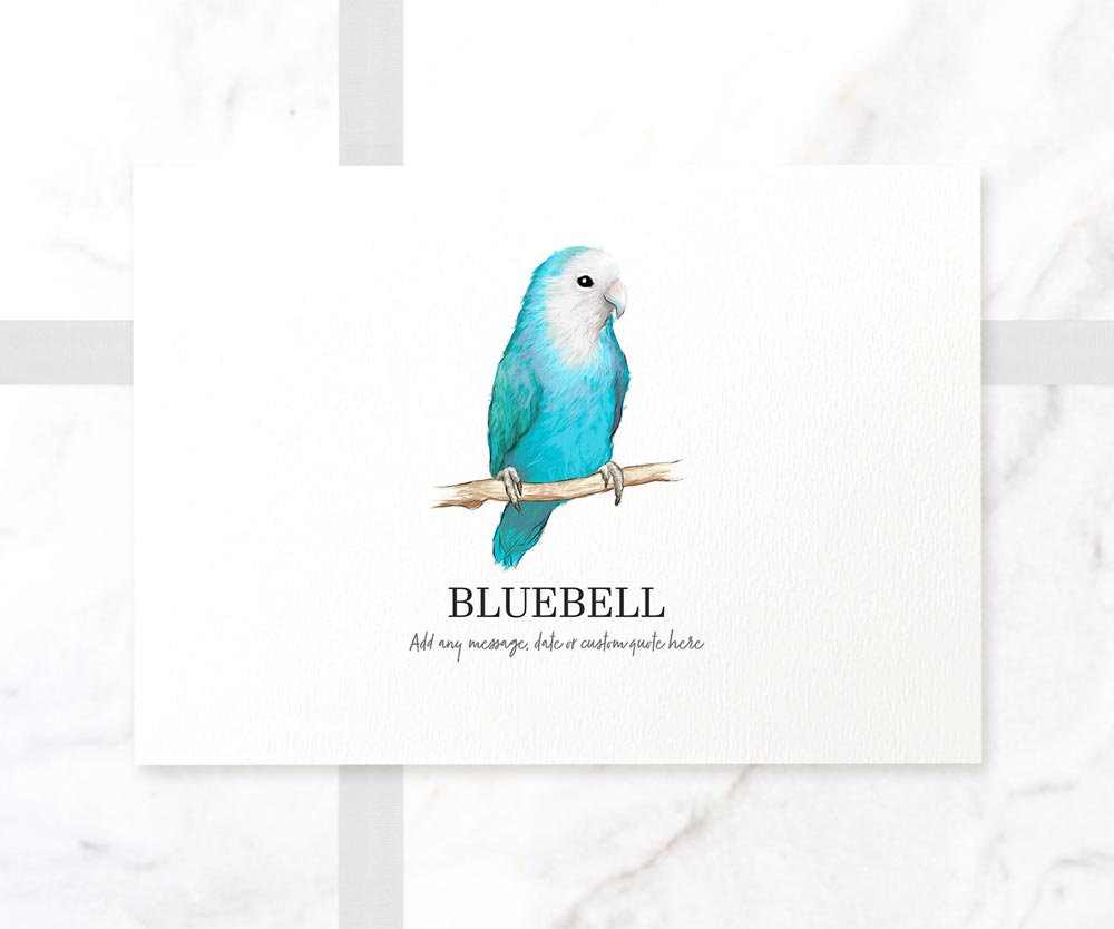 Dutch Blue Lovebird Decor Poster New Pet Portrait Memorial Loss Christmas Gift Name Custom Wall Art