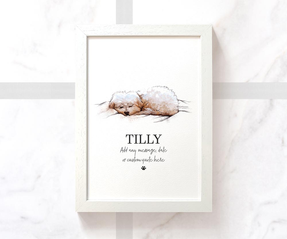 Maltese Personalised Dog Poster Pet Portrait Memorial Loss Birthday Christmas Gift Name Sign Custom Framed Print