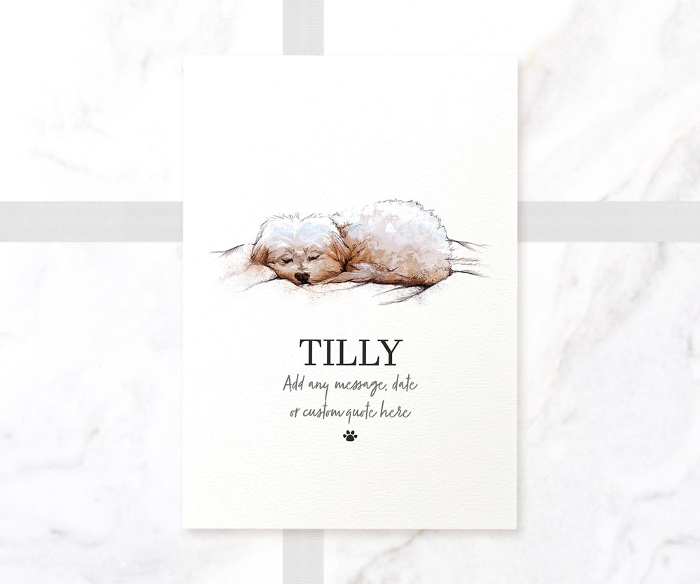 Maltese Puppy Dog Decor New Pet Portrait Memorial Loss Christmas Gift Name Custom Wall Art Print
