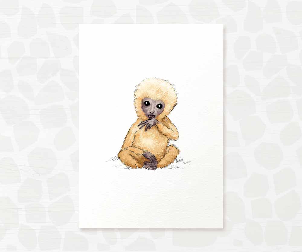 New Baby Shower Gift Safari Jungle Nursery Decor Animal Wall Art Monkey Print Newborn Boy Girl