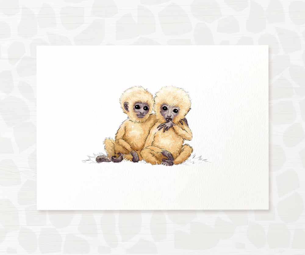 Safari Nursery Prints Twin New Baby Shower Gift Ideas Monkey Animal Wall Art Set Playroom Decor