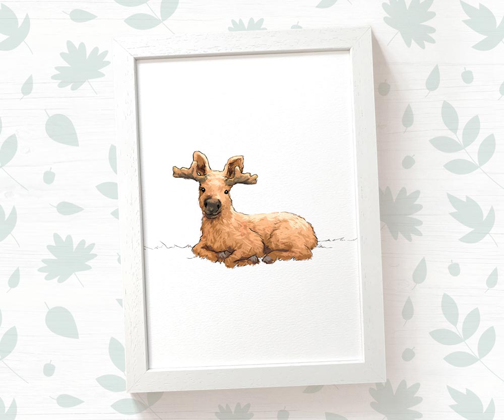 Moose Woodland Animal Nursery Print