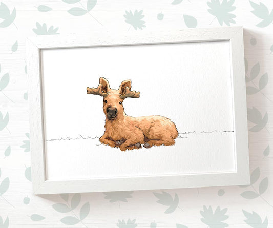 Moose Woodland Animal Nursery Print