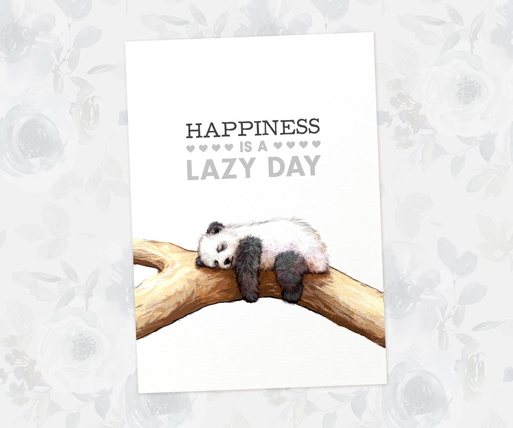 Panda Sleeping Print "Happiness is a Lazy Day"