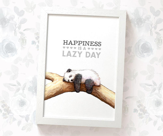 Panda Sleeping Print "Happiness is a Lazy Day"