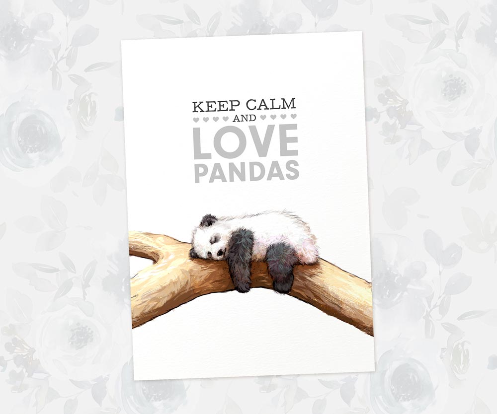 Panda Sleeping Print "Keep calm and love Pandas"