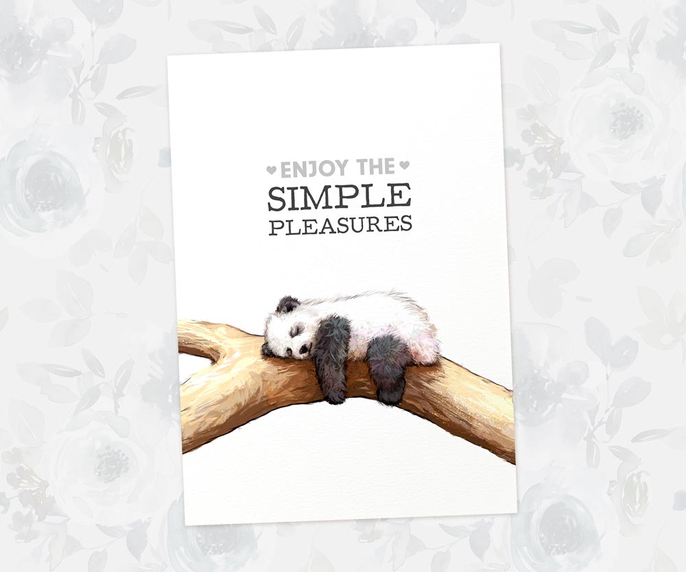 Panda Sleeping Print "Enjoy the Simple Pleasures"