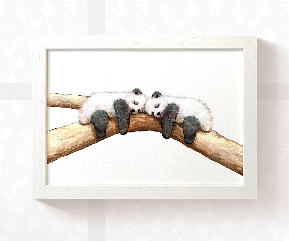 Pandas Animal Nursery Print for Twins