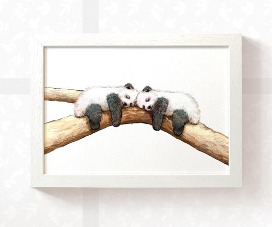 Pandas Animal Nursery Print for Twins