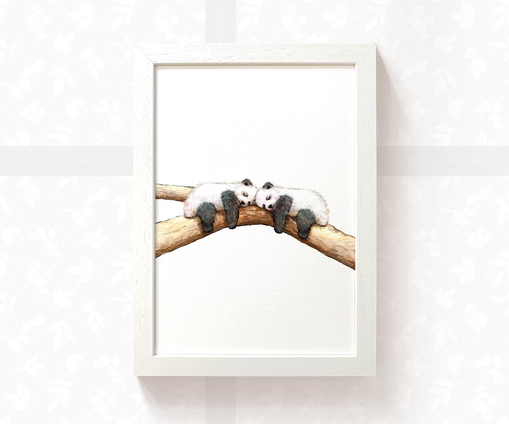 Pandas Animal Nursery Print for Twins