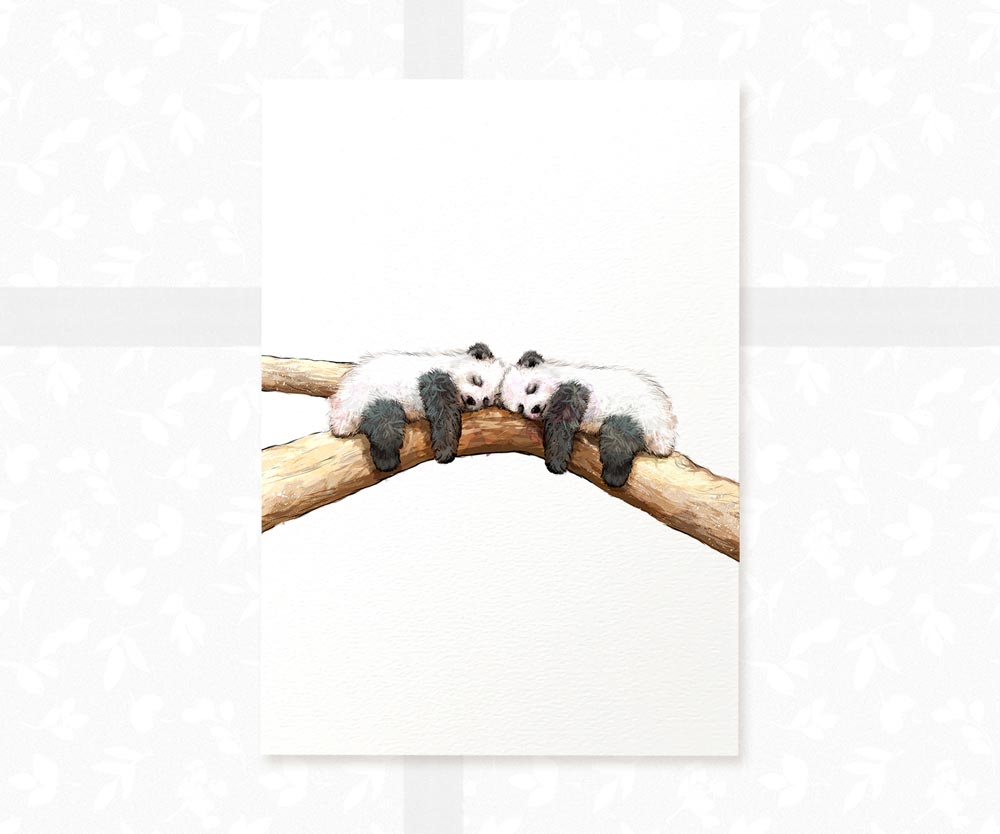 Pandas Animal Nursery Print for Twins