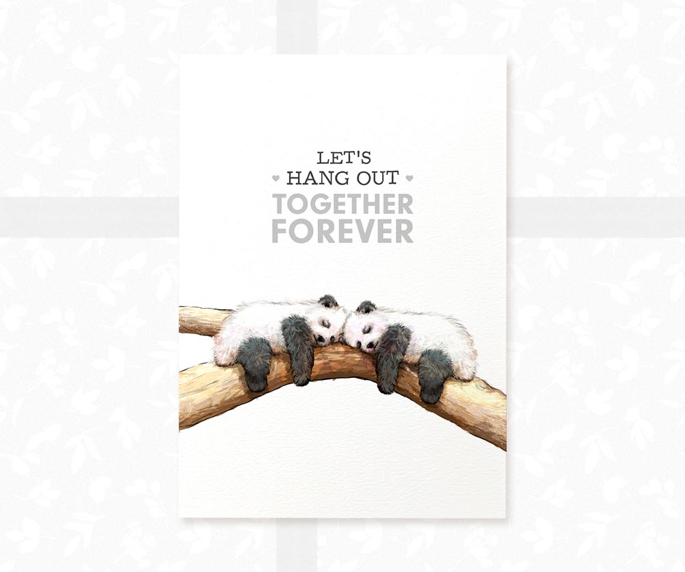 Panda Sleepings Print "Let's Hang Out Together Forever"
