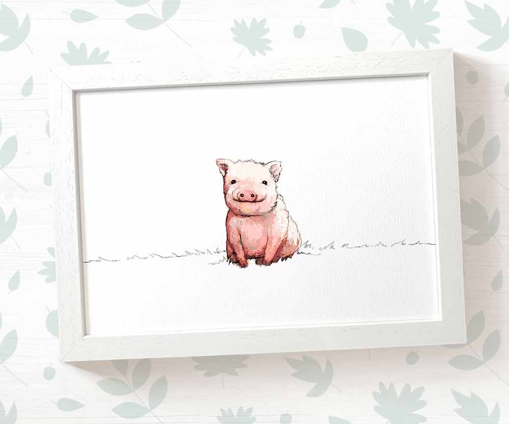 Pig Farm Animal Nursery Print