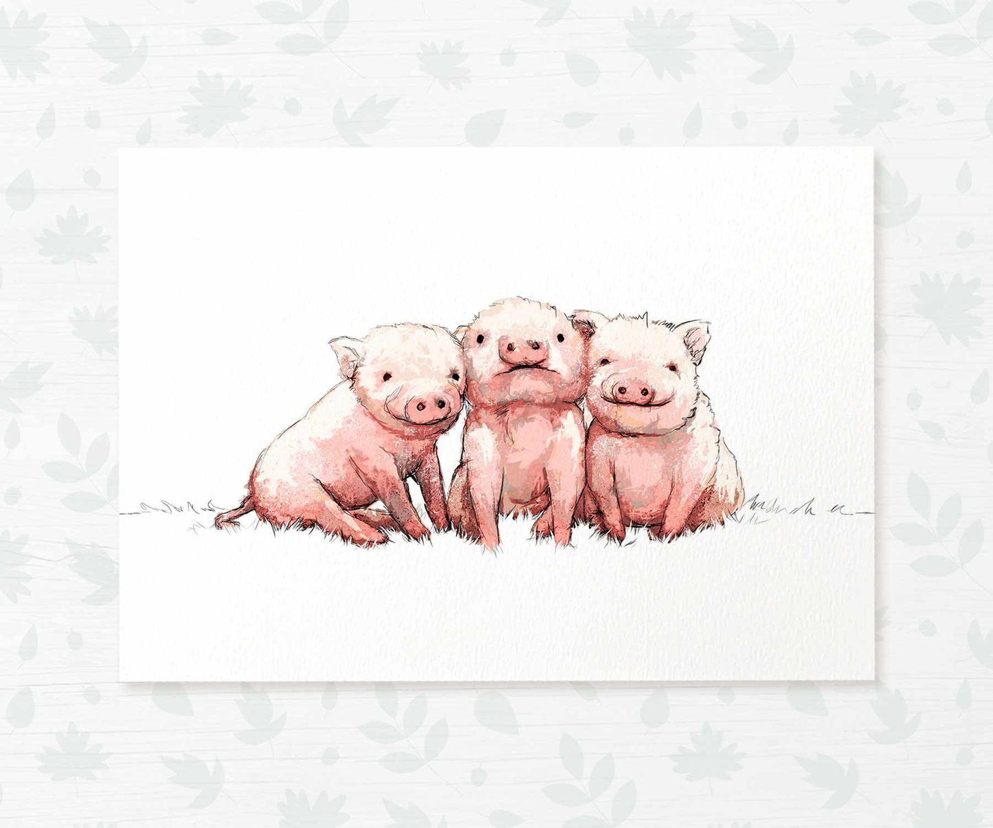 Pigs Farm Animal Nursery Print for Triplets