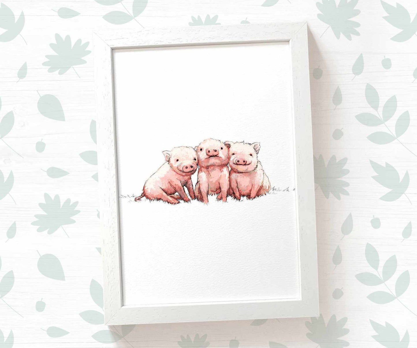 Pigs Farm Animal Nursery Print for Triplets