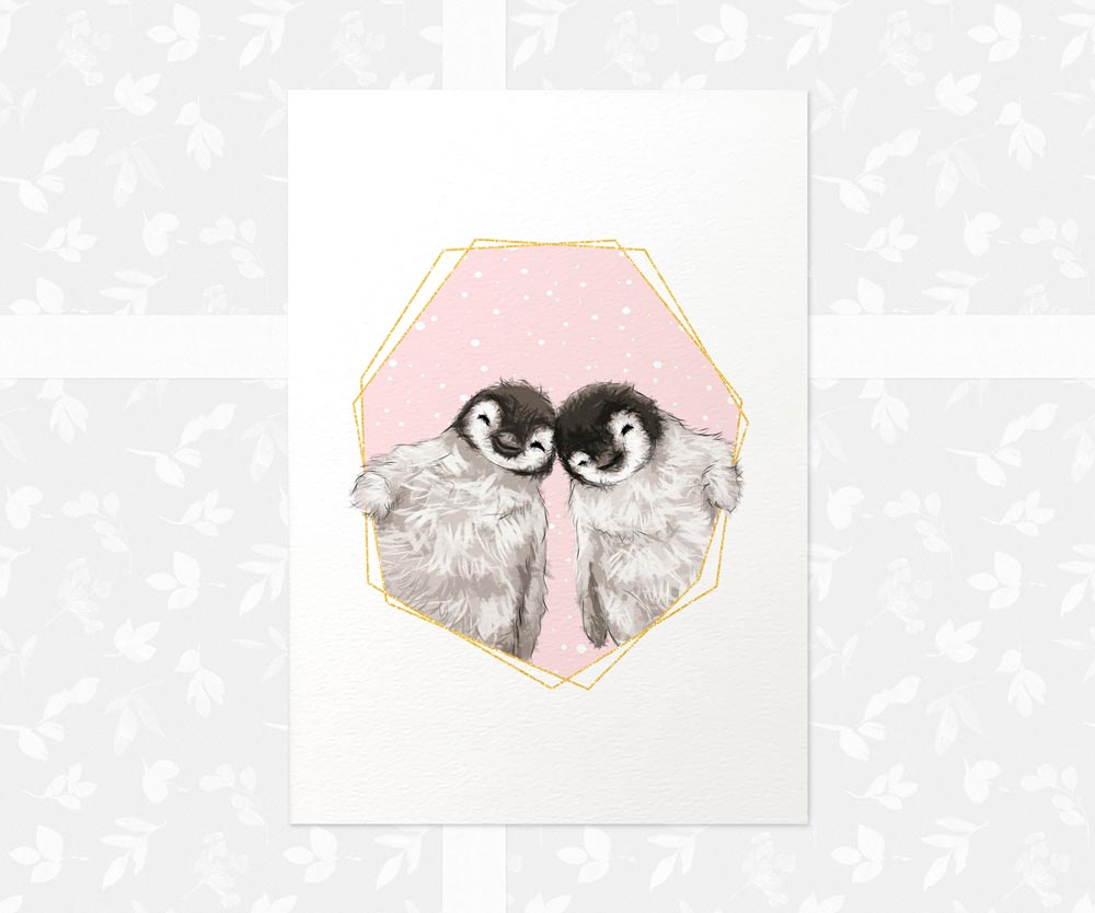 Twin Nursery Prints New Baby Shower Pregnancy Gift Girl Pink Childrens Wall Art Set Newborn Playroom