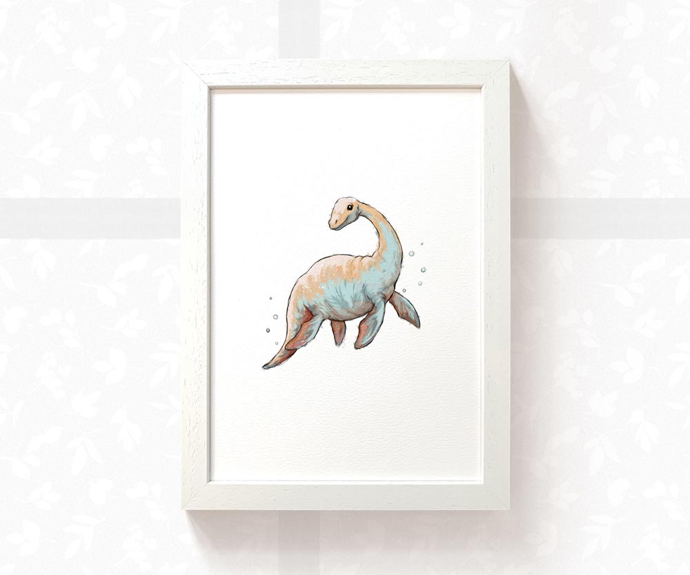 Plesiosaur Dinosaur Nursery Print