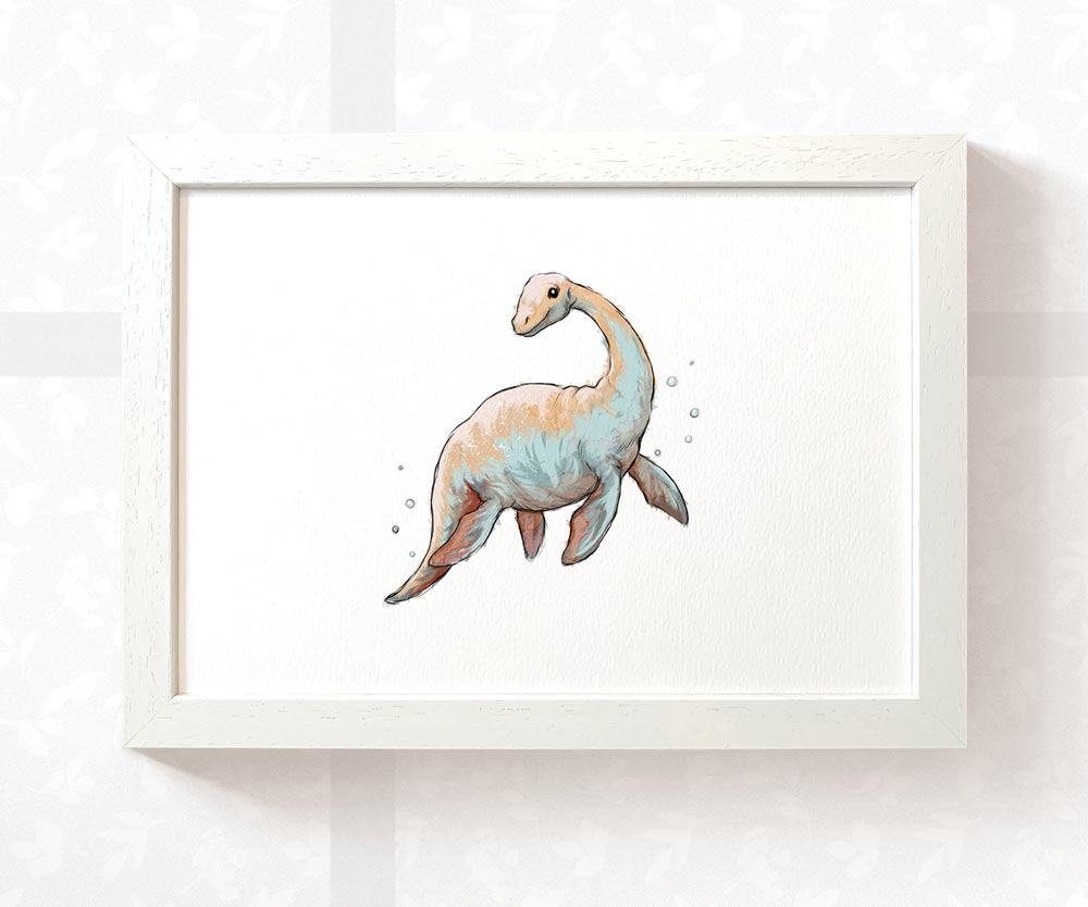 Plesiosaur Dinosaur Nursery Print