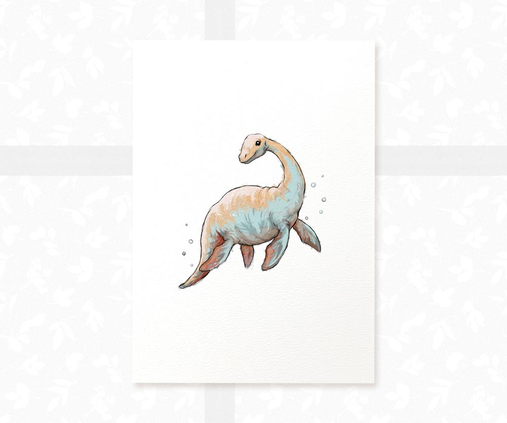 Plesiosaur Dinosaur Nursery Print