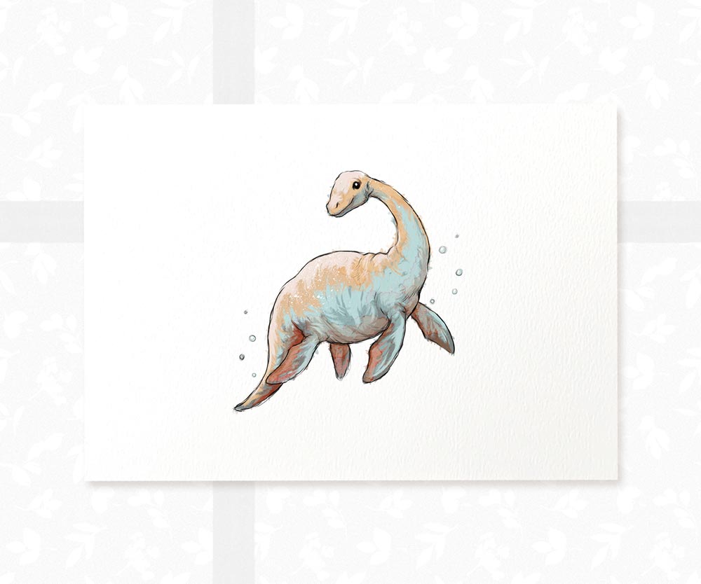 Dinosaur Nursery Prints New Baby Shower Gift Boy Girl Plesiosaur Childrens Wall Art Set Playroom Decor