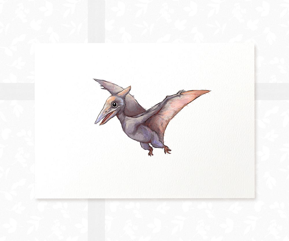 Dinosaur Nursery Prints New Baby Shower Gift Boy Girl Pterodactyl Childrens Wall Art Set Playroom Decor