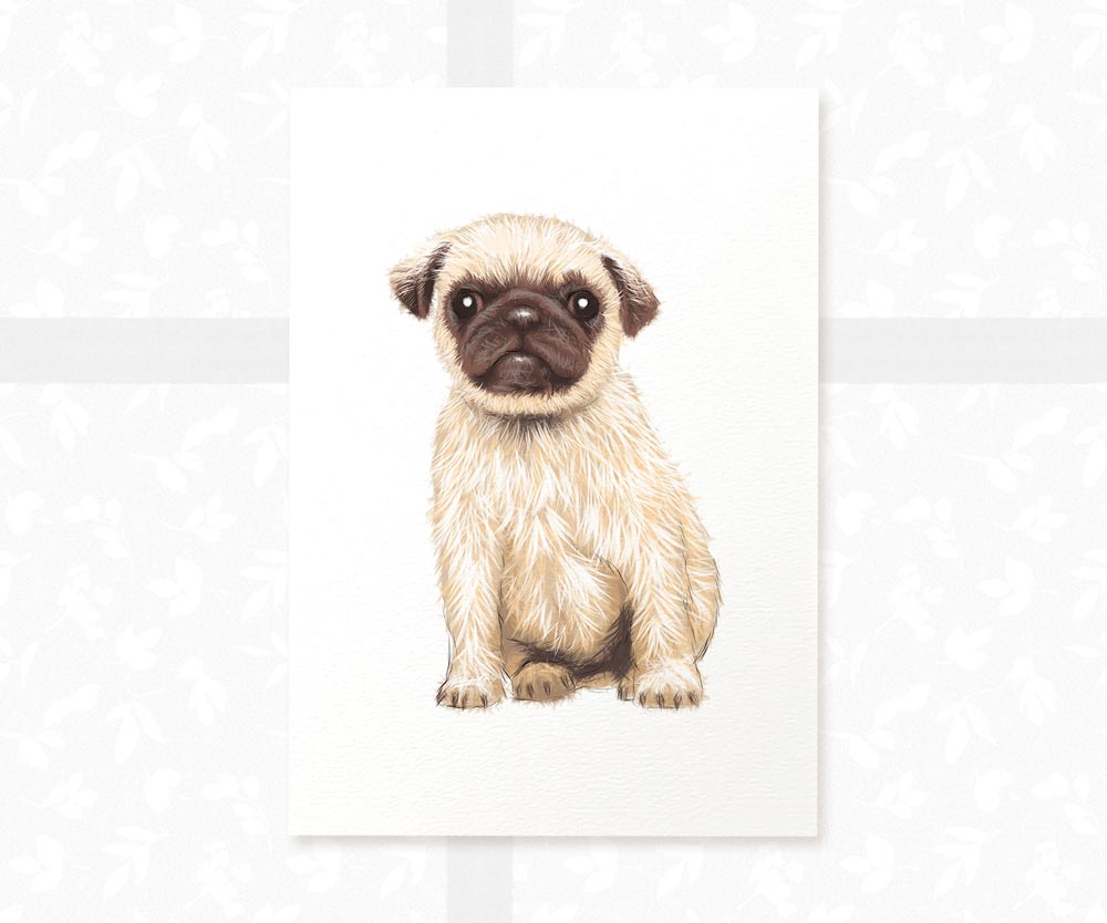 Pug Personalised Nursery Prints Set of 3