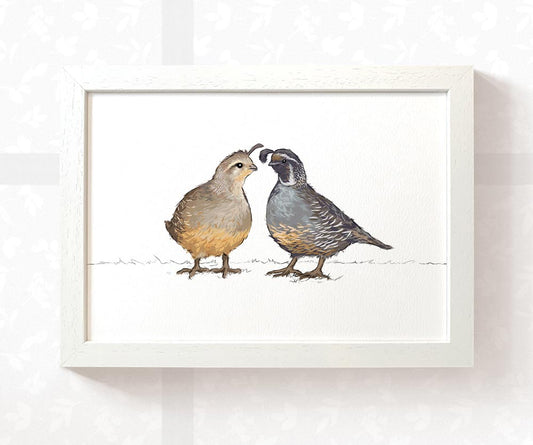 Quails Woodland Bird Nursery Print for Twins