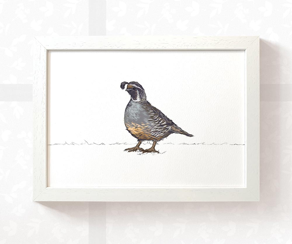 Quail Woodland Bird Nursery Print