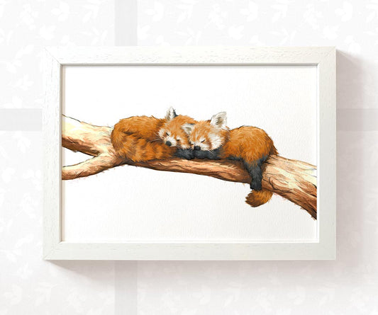 Red Pandas Animal Nursery Print for Twins