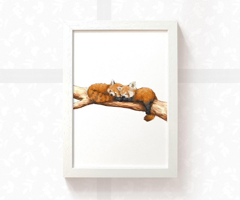 Red Pandas Animal Nursery Print for Twins