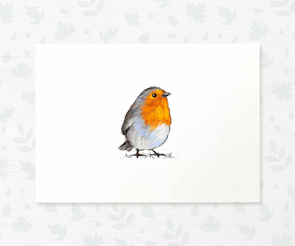 Robin Woodland Bird Nursery Print